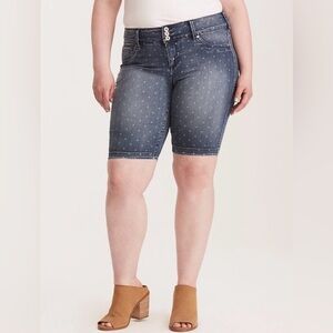 Torrid Jegging Bermuda Shorts Light Wash W/ Dot Print Women’s Size 12